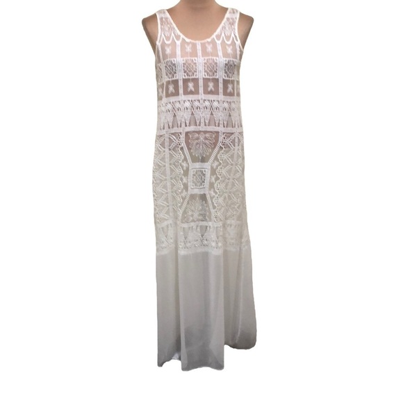 Miguelina Maxi Slip Dress Size Medium Ivory - Picture 1 of 10